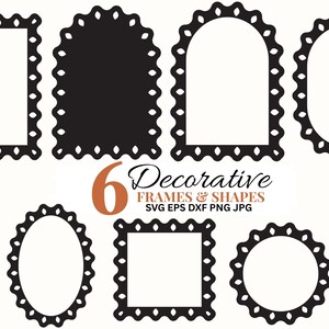 Cornice in pizzo con occhielli PNG Cricut Cartoncino SVG Disegni per la creazione di biglietti e cornici per scrapbooking, cornice ondulata File di taglio laser Modelli per decorazioni per torte
