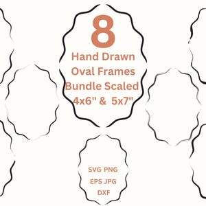 Wavy Oval Borders SVG Whimsical Frames Clipart Squiggle Invitation PNG, Hand Drawn Wedding Invite, Greeting Card Making Digital Frame Vector