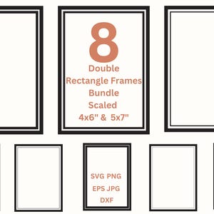 Double rectangle cadres SVG bordures de ligne simple PNG Clipart, faire-part et invitation de mariage fabrication de cartes cadres numériques Png couper fichier Eps Dxf Jpg