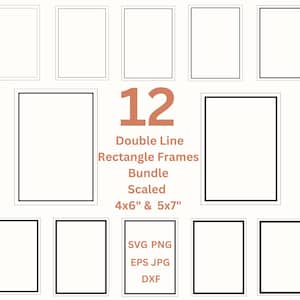 Double rectangle cadres SVG bordures de ligne simple PNG Clipart, faire-part et invitation de mariage fabrication de cartes cadres numériques Png couper fichier Eps Dxf Jpg