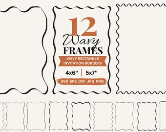 Wavy Border Clipart Squiggle Border PNG Hand Drawn Frames Vector Bundle, Whimsical Wedding Invitation Border Svg, Doodle Borders Card Making