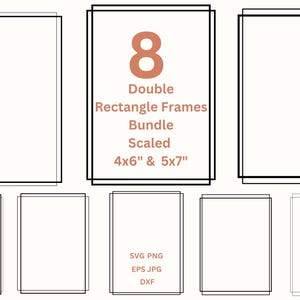 Double Frame SVG Rectangle Border PNG Line Border Clipart, Wedding Invitation Border SVG Card Making Printable Frames Png Eps Dxf Jpg
