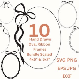 Wellenförmiger, wunderlicher Bogen Rahmen SVG Oval Hand gezeichnet Band Ränder PNG, Einladungsrahmen für Hochzeit einladen Kartenherstellung Digitale Rahmen PNG Eps
