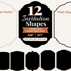 Ornate Shapes SVG Wedding Invitation Cut File Laser Cut Files Decorative Border Clipart, Elegant Invitation Template Cricut Wedding Invites
