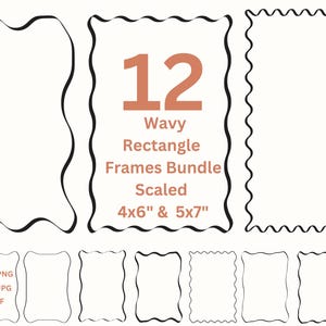 Bordures dessinées à la main PNG rectangle ondulé cadre SVG Invitation Clipart, faire-part de mariage et fabrication de cartes, cadres numériques Png papeterie bordure Eps