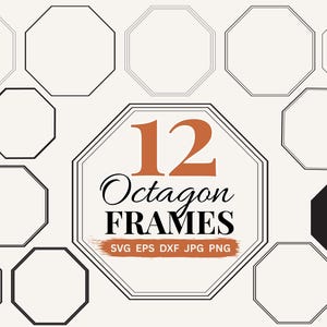 Octagon Frame SVG Bundle Elegant Frame Clipart Fancy Borders PNG, Wedding Frames PNG Invite Card Making Printable Frames Png Vector Frame