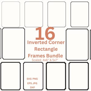 Rectangle inversé cadres SVG Invitation simple bordures PNG mariage faire carte et étiquettes, cadres numériques Png couper fichiers Jpg Dxf Eps