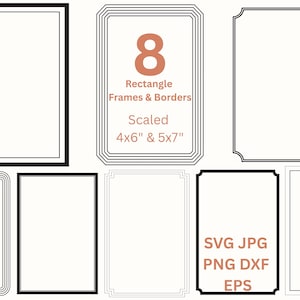 Rectangle Borders SVG PNG Wedding Invitation Frames Clipart, Invite Card Making & Labels SVG, Digital Borders Png, Cut Files Svg Jpg Dxf Eps