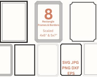 Rectangle Borders SVG PNG Wedding Invitation Frames Clipart, Invite Card Making & Labels SVG, Digital Borders Png, Cut Files Svg Jpg Dxf Eps
