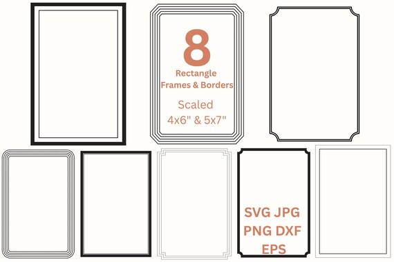 Rectangle Borders SVG PNG Wedding Invitation Frames Clipart, Invite Card Making & Labels SVG, Digital Borders Png, Cut Files Svg Jpg Dxf Eps