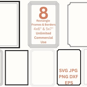 Rechthoekige randen SVG PNG bruiloft uitnodiging frames clipart, uitnodigingskaarten maken & labels SVG, digitale randen png, gesneden bestanden SVG, jpg dxf eps