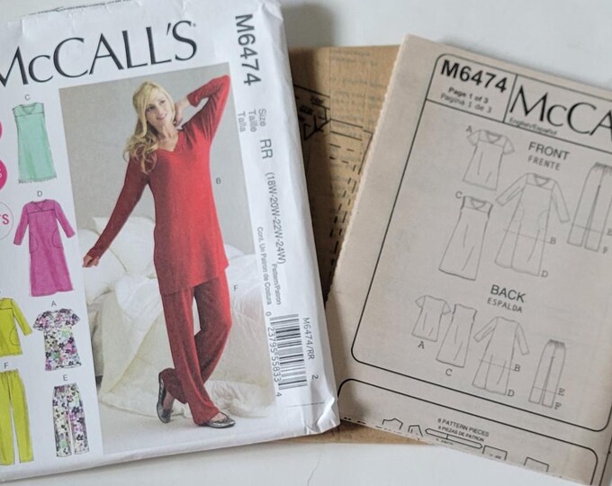 McCalls Damen Schnittmuster 6474 - Schlafanzug & Nachthemden Nähanleitung