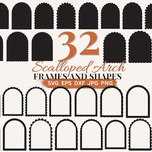 Scalloped Arch SVG Frames and Borders PNG Invitation Shapes, Wedding Invite Card Making & Label, Frame Template Digital Frames Png Dxf Eps