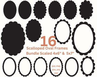 Scalloped Oval Frame SVG Scallop Border PNG Invitation Shapes, Wedding Invite Card Making & Label, Frame Template Digital Frames Png Dxf Eps