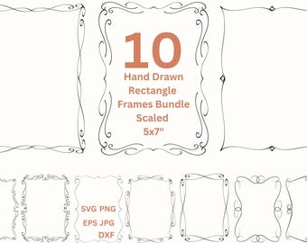 Whimsical Doodle Frames Clipart Hand Drawn Borders SVG, Wedding Invitation Clipart, Invite Card Making, Printable Borders Digital Frames PNG