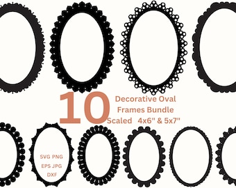 Ornate Frame SVG Oval Frame Laser Cut File SVG Photo Frame PNG, Decorative Picture Frame Template, Digital Frames Png Greeting Card Making