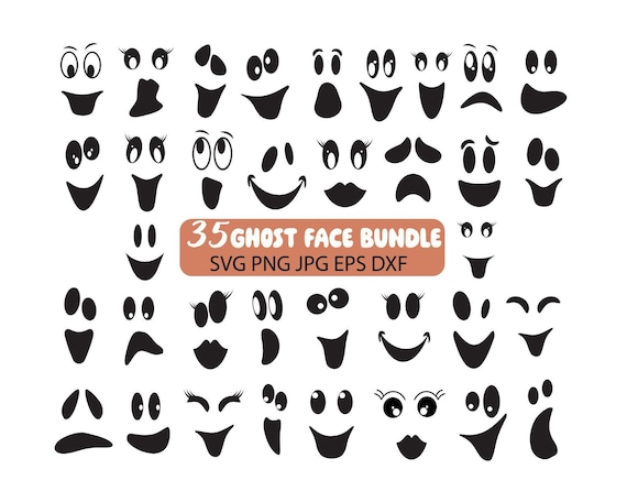 Ghost Face SVG Bundle PNG, Cute Halloween Shirt Pumpkin Carving, Jack O Lantern Faces Svg Png Jpg Dxf Eps Scary Pumpkin Halloween Faces