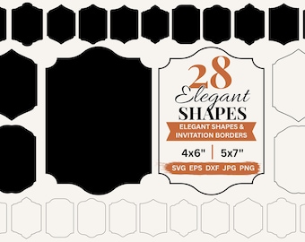 Ornate Shapes SVG Sign Shape Templates Invitation Frames Clipart, Wedding Invite Card Making & Labels, Digital Frames Plaque Laser Cut Files