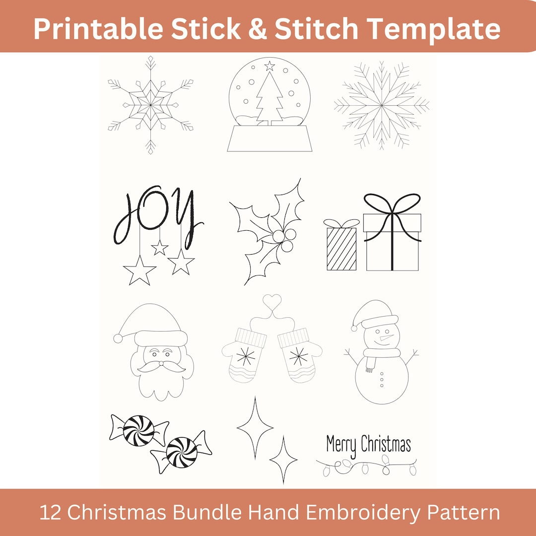Stick and Stitch Christmas Designs Hand Embroidery Pattern PDF, Stick ...