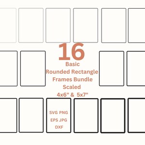 Rectangle arrondi SVG simple ligne bordures Clipart PNG mariage invitation fabrication de cartes et étiquettes, cadres numériques Png gravure laser fichiers Dxf Eps