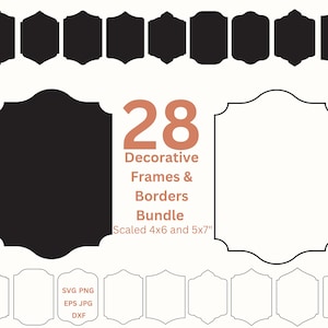 Dekorative Ränder PNG Hochzeitseinladungsrahmen SVG Clipart, Einladen Kartenherstellung & Etiketten SVG Digitale Rahmen Png Laser Cut-DateienSvg Dxf Eps