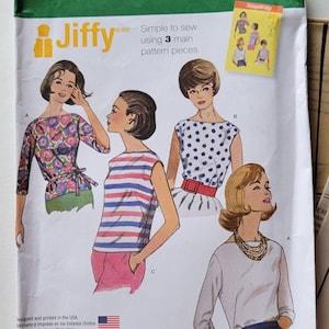 Casual Blouse Sewing Patterns for Womens Tops Vintage Style Simplicity Patterns 1364, Womens Size 8 10 12 14 16 Uncut Printed 2014