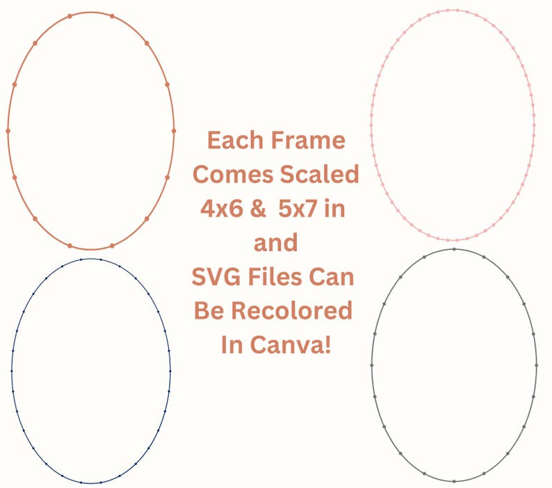 Oval Frame SVG Bundle Dotted Frame Vector Clipart Wedding Invitation ...