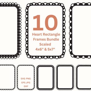 Bordures festonnées PNG cadre photo rectangle SVG coeur formes d'invitation, faire carte d'invitation de mariage fichier découpé au laser cadres numériques Png Dxf