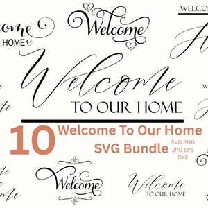 Welcome To Our Home Door Sign Hanger SVG Doormat PNG, Farmhouse Front Porch Clipart, Cricut Cut Files Wall Art, Laser Engraving Files Bundle