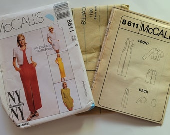 Sewing Patterns Women Dresses Jacket and Skirt, McCall's Patterns 8611, Misses Size 6, Uncut Easy Sewing Patterns, Vintage Patterns 1990s