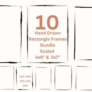 Hand Drawn Frame SVG Distressed Grunge Borders PNG Wedding Invitation Clipart, Invite Card Making Rough Edge Vector Rectangle Border Canva
