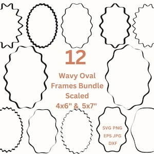 Golvende ovale randen SVG PNG handgetekende uitnodigingsframes SVG bundel clipart, bruiloft uitnodiging kaart maken, digitale fotolijsten png kronkelende frame eps