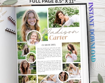 Senior yearbook ad template | Full Page Girl | Graduation Dedication Photo Collage Tribute ad