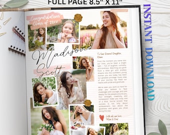Senior yearbook ad template | Full Page Girl | Elementary Graduation Dedication Photo Collage Tribute Ad