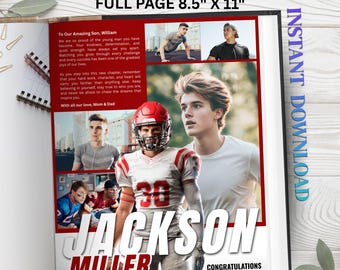 Senior yearbook ad template | Full Page Sport Boy | Graduation Dedication Photo Collage Tribute Ad
