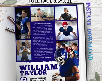 Senior yearbook ad template | Full Page Boy | Sport Graduation Dedication Photo Collage Tribute Ad