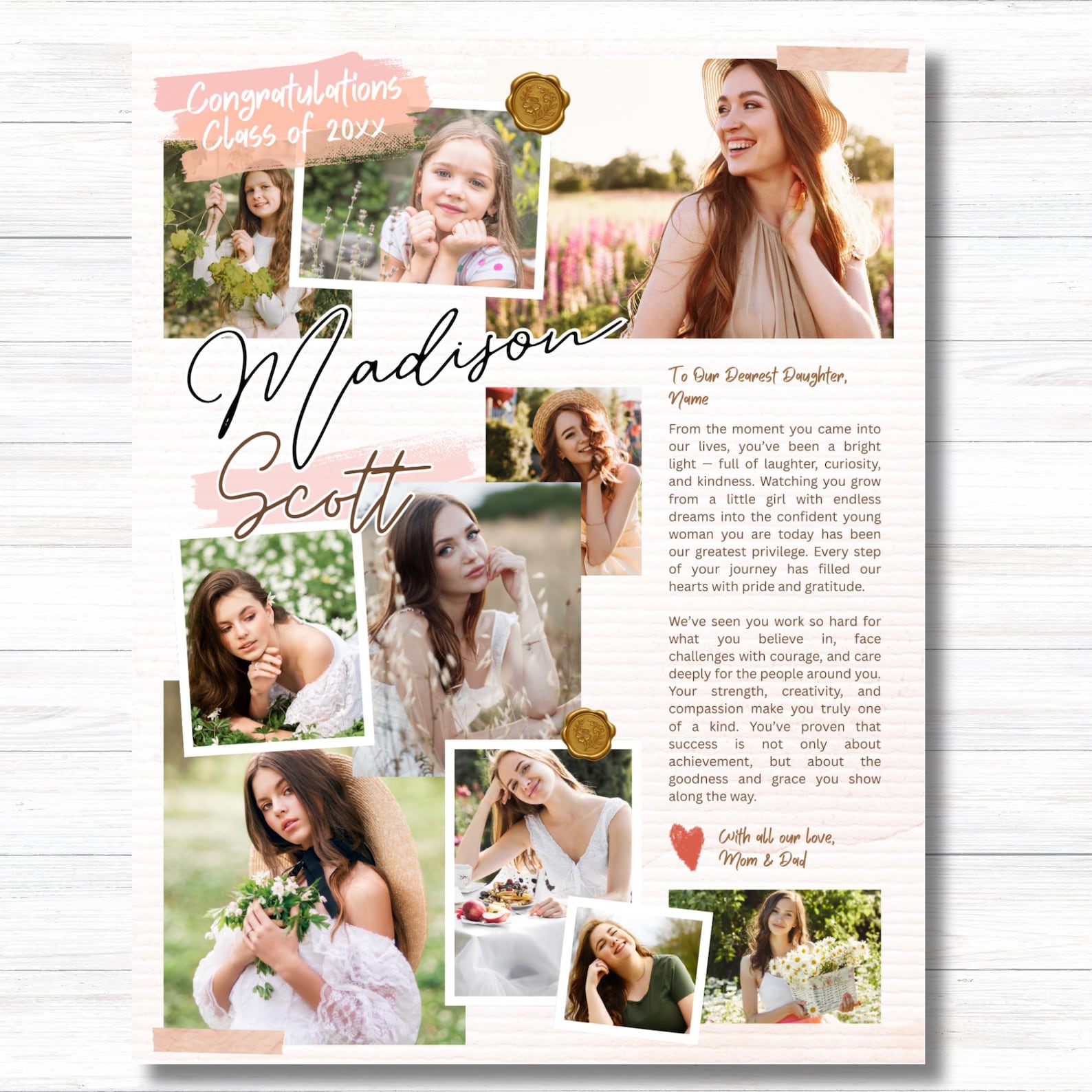 Senior Yearbook Ad Template | Full Page Girl | Elementary Graduation ...