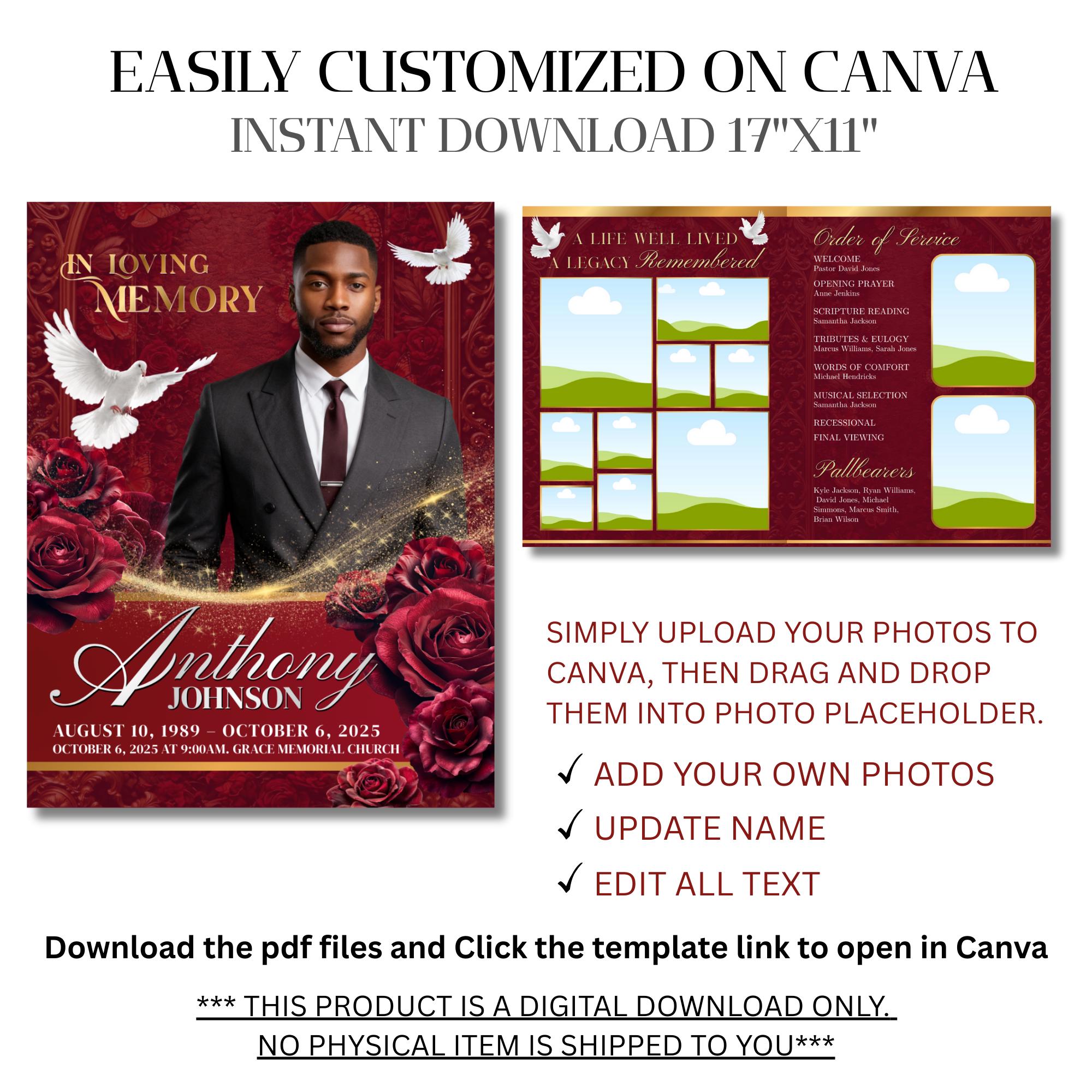 Funeral Program Template Obituary Template For Men 8 page Memorial funeral-program-template-obituary-template-for-men-8-page-memorial