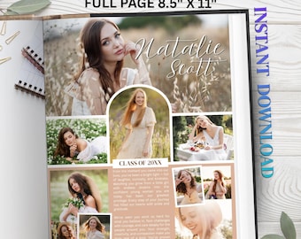 Senior yearbook ad template | full Page girl | High School Graduation Dedication Photo Collage