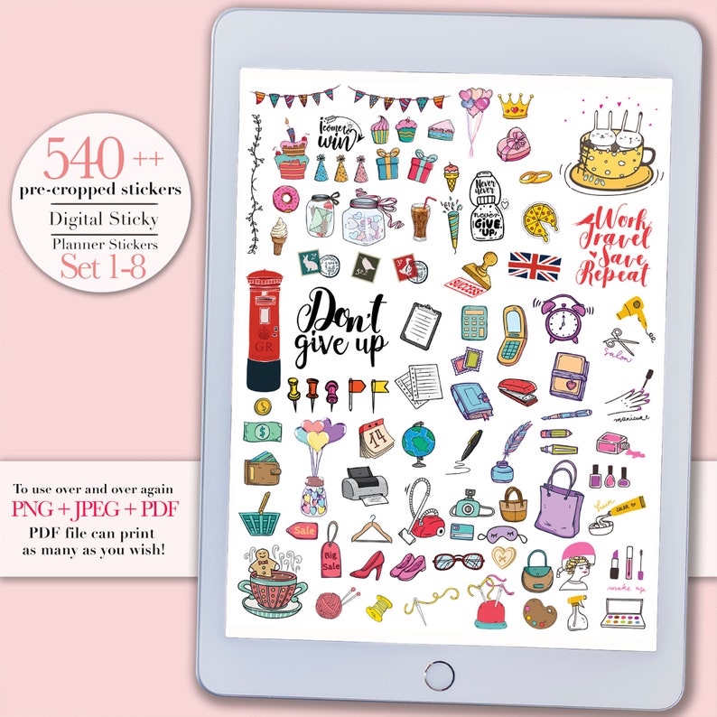 Digital Stickers for Goodnotes Planner Stickers Kawaii Etsy