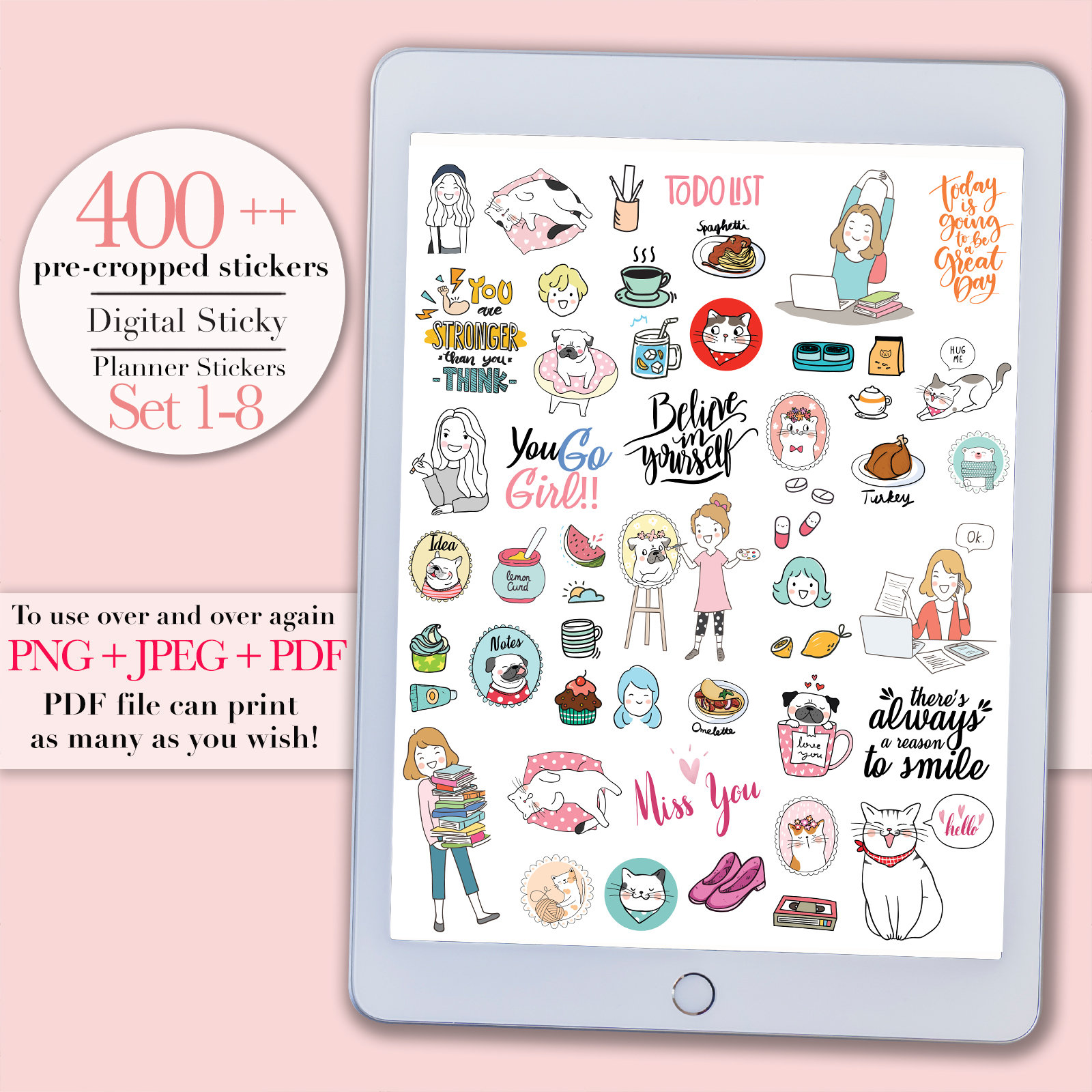 Digital stickers for goodnotes planner stickers kawaii etsy