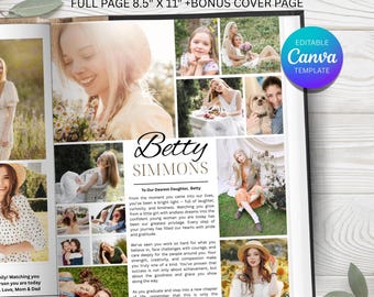 Modello di annuncio per annuario scolastico / collage di foto a pagina intera / omaggio per la laurea di una ragazza / modifica facile con Canva