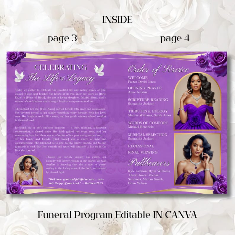 Funeral Program Template Obituary Template Celebration of Life