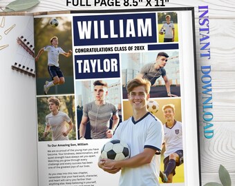 Senior yearbook ad template | Full Page Boy | Sport Graduation Dedication Photo Collage Tribute Ad