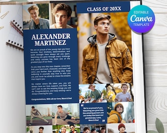 Modello di annuncio per annuario scolastico / Modello di collage fotografico per laureati di ragazzi ...