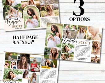 Senior Yearbook Ad Template | Half page girl | Bundle Editable Graduation Collage Layout