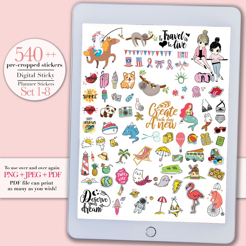 Digital Stickers for Goodnotes Planner Stickers Kawaii Etsy