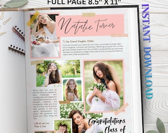 Senior yearbook ad template | Full Page Girl | High School Graduation Dedication Photo Collage Tribute