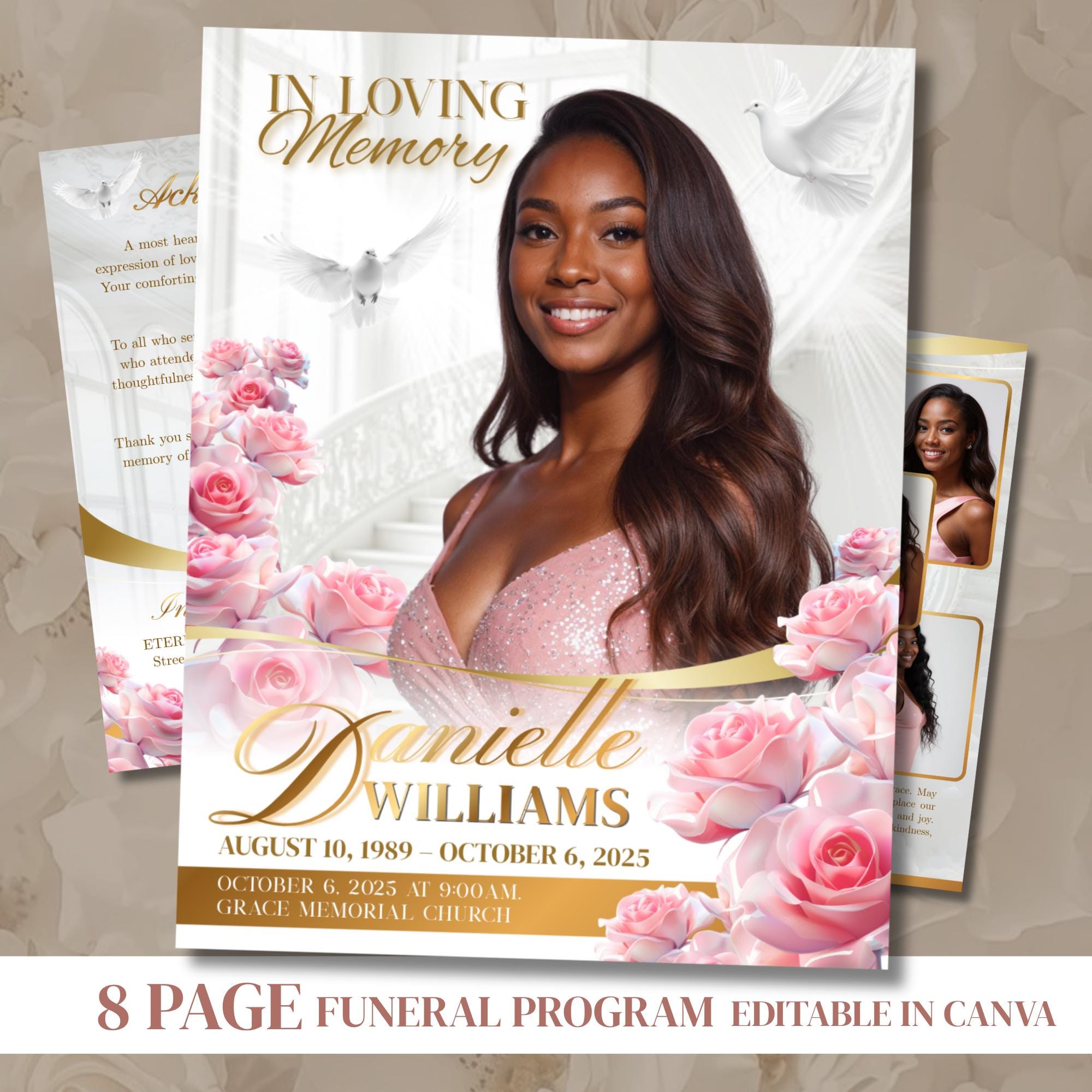 Pink Funeral Program - Etsy