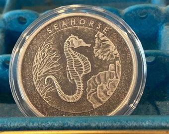 2021 Samoa 1oz Silver Seahorse | coin investment graduation gift him her keepsake antique finish old rare coral nautical ocean Sea creature